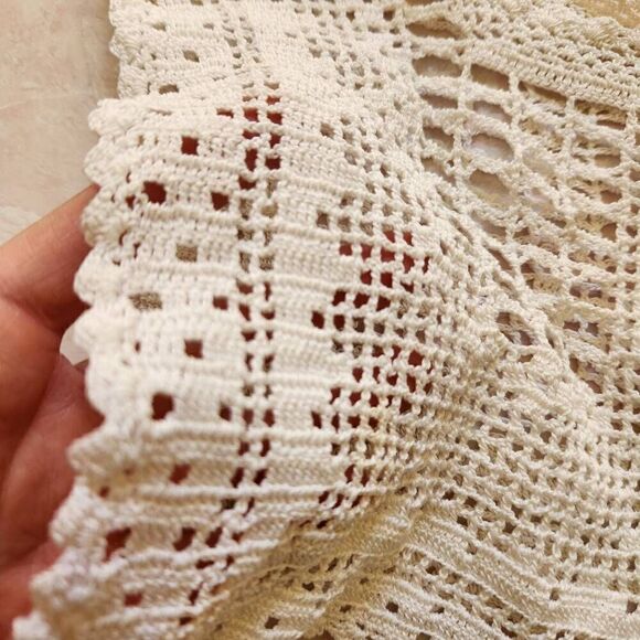 Little girls osfm crochet 70s vintage lace doilie cape cream antique white - Picture 3 of 4